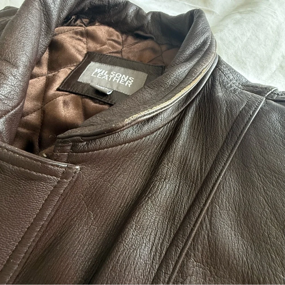 Vintage Wilsons Leather Men’s Bomber Jacket Brown Flight Oversized Jacket XXL - Picture 6 of 15